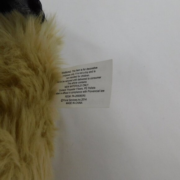 Floral Services Plush Vase Hugger Brown Teddy Bear 11" Black Dress Rhinestones - Picture 6 of 8